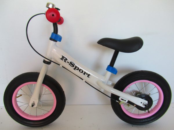 Obrazek produktu Rowerek biegowy biały R8F R-Sport 12” hamulec, dzwonek, lusterko