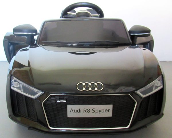 Obrazek produktu AUDI R8 Spyder Czarny, Miękkie koła Eva, miękki fotelik Licencja, Autko na akumulator